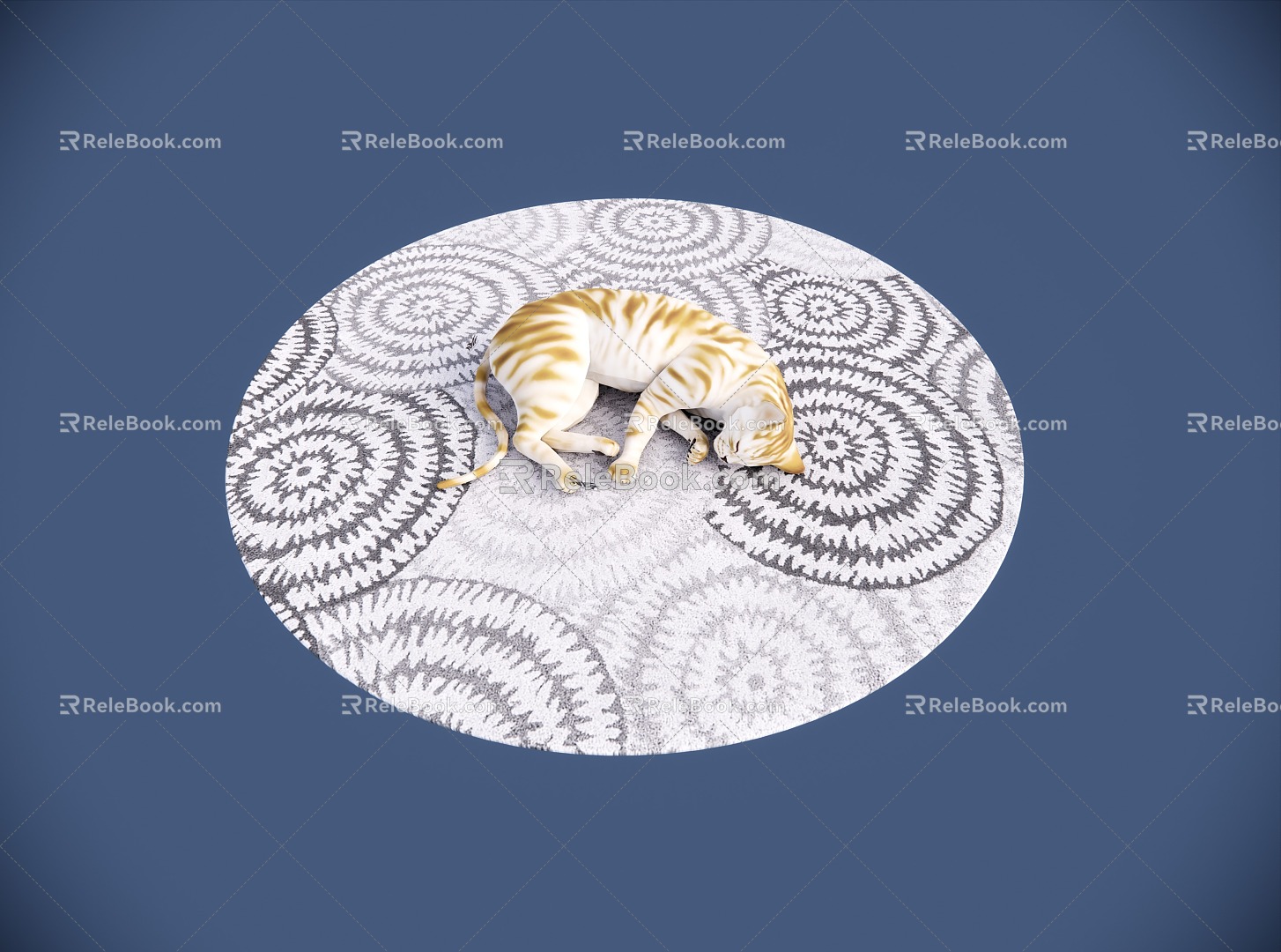 Cat Round Carpet 3d model