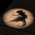 Decorative Light Casting Circular Beam With Goldfish Shadow On Textured Wooden Floor