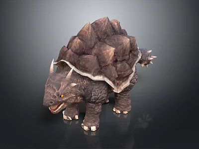 Mythical Turtle With Rock Like Shell Horned Head Rough Skin And Spiked Tail 3d model