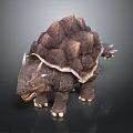 Mythical Turtle With Rock Like Shell Horned Head Rough Skin And Spiked Tail
