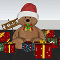 Christmas Themed Window Display With Teddy Bear And Gift Boxes Decoration