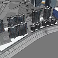 Modern High Rise Residential Buildings With Street Shops And Blue Sky View