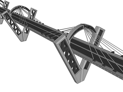 Modern Cable Stayed Arch Bridge With Steel Support And Structural Design 3d model