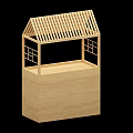 Wooden Model House With Slatted Roof Window Grilles And Square Base