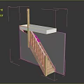 Wooden Staircase Design With White Platform And Glass Railing Interior