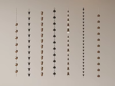 Assorted Hardware Tools Metal Chains With Different Hanging Decorative Design Styles 3d model