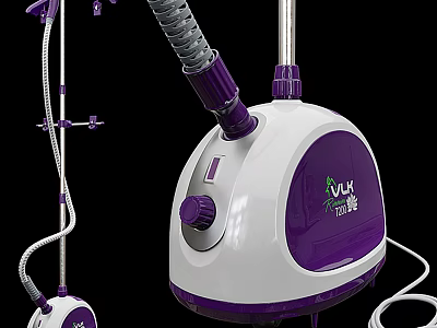 VUK Household Garment Steamer White And Purple With Steam Hose Hanger Control Knob 3d model