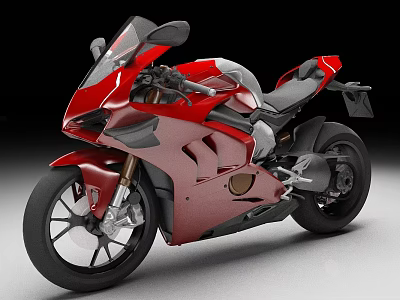Red And White Sport Motorcycle With Sleek Design And Aerodynamic Features 3d model