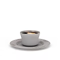 Elegant Ceramic White Cup on Ornate Patterned Saucer with Foamy Coffee 3d model
