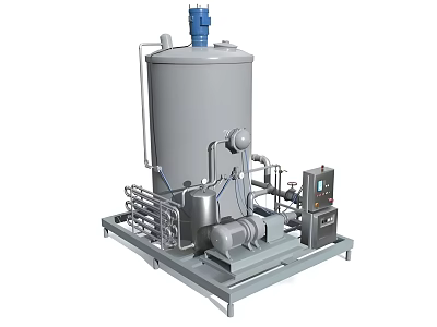Industrial Equipment Unit With Large Storage Tank Pipes Pump And Control Panel 3d model