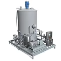 Industrial Equipment Unit With Large Storage Tank Pipes Pump And Control Panel