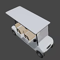 White Four Seat Golf Cart Featuring Black Canopy And Beige Seats