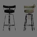 Stylish Black And Green Upholstered Bar Stools With Metal And Wooden Bases