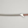 Traditional Long Sword With Grey Steel Blade Brown Wooden Handle And White Ornate Hilt