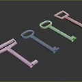 Four Different Designed Metallic Shiny Jewelry Keys on Dark Gradient Background