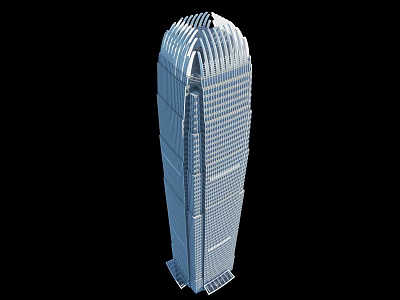 Modern Tall Office Building With Glass Curtain Wall And Curved Top Design 3d model