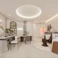 Modern Light Luxury Beauty Salon Interior Design With Spacious Comfortable Lounge And Product Display Area