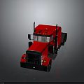 Red Heavy Duty Truck with Black Cab Headlights Exhaust Pipes and Wheels