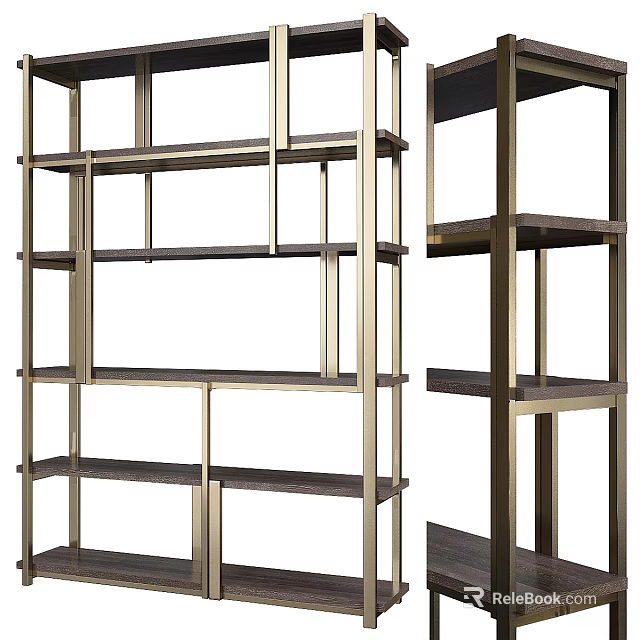 Modern Metal Frame Shelving Unit With Multi Tiered Shelves For Storage And 3d model 
