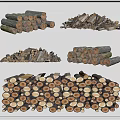 Modern wood stack combination 3d model