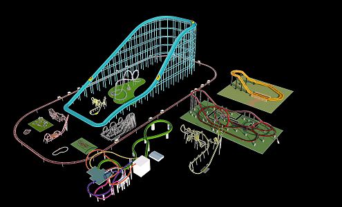 Modern roller coaster 3d model