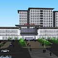 Modern Hospital Exterior Building With Large Windows And Green Landscaping