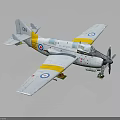 Vintage Propeller Aircraft Model With White Yellow Stripes And Blue Red Roundels On Display Stand