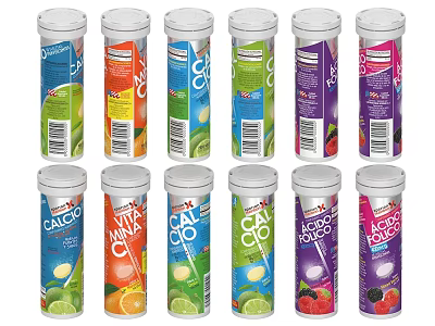 Assorted Flavors Nutritional Powdered Drink Mix Tubes With Citrus And Berry Varieties 3d model