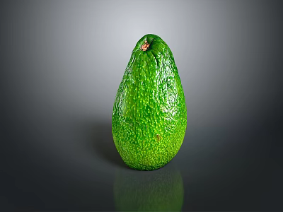 Fresh Green Ripe Avocado With Smooth Skin On Shiny Surface Against Gray Background 3d model
