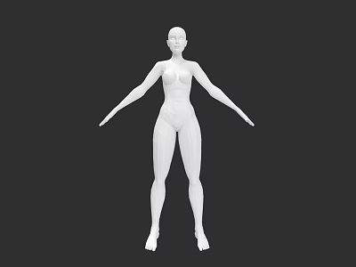 White Female Mannequin Standing with Arms Outstretched on Black Background 3d model