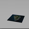 Island Terrain 3D Model with Surrounding Ocean Vegetation and Mountain Topography