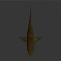 Realistic Brown Shark Model With Sharp Fins And Gray Background Reflection