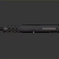 Modern Submachine Gun With Dark Metal Body Multiple Circular Barrel Holes And Black Grip