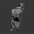 Natural Wood Stone Decorative Structure With Layered Texture And Small Green Plants