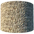 Stone Wall Construction Component with Irregular Natural Stones and Cylindrical Design