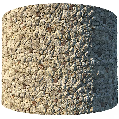 Stone Wall Construction Component with Irregular Natural Stones and Cylindrical Design 3d model