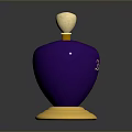 Woman Holding Stylish Purple Apple Shaped Perfume Bottle With Gold Decor And Base