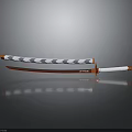 Katana Sword With White And Orange Handle Red Blade On Black Background Smooth Surface Reflection 3d model