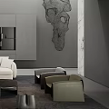 Modern Gray Tone Living Room With Large Sectional Sofa And Built In Wall Storage Cabinets