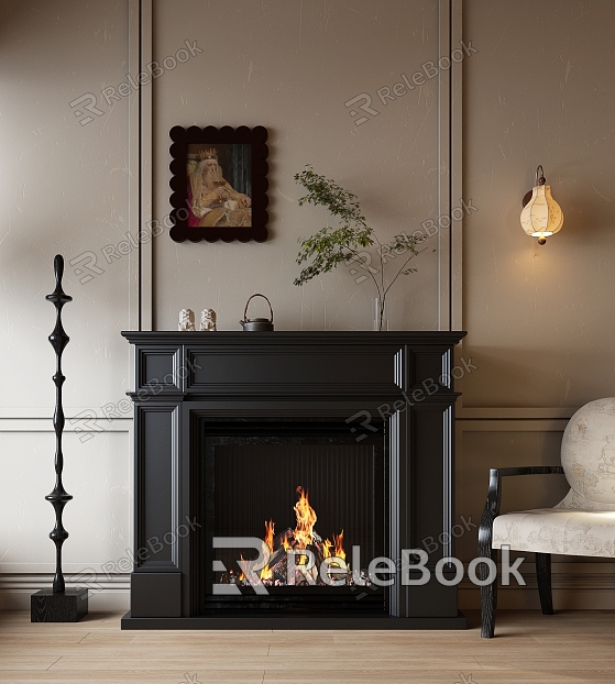 Fireplace French Fireplace Lazy Sofa Decorative Painting Decorative Painting French Art Device model