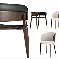 Modern Style Dining Chairs With Wooden Legs And Black White Upholstered Seats