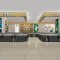 Elegant Specialty Store Interior With Counters Display Areas And Brand Billboards