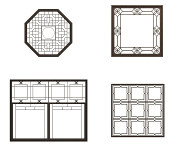 New Chinese-style openwork window pane 3d model