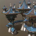 Ornate Fairy Tale Architecture With Blue Roofs Spires Intricate Details And Connected Towers