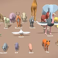 Diverse Animal Figurines Collection Display With Different Species Including Giraffe And Elephant