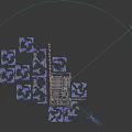 Large Industrial Factory Building Complex With Blue Roofs Chimney Cooling Tower And Greenery