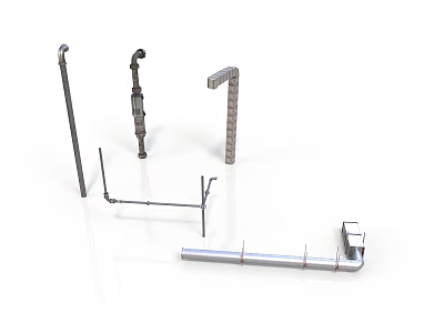 Industrial Metal Pipe Equipment With Various Fittings And Structural Components 3d model
