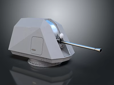 Military Weapon Turret With Long Gun Barrel And Gray Mounting Structure 3d model
