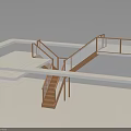 Modern Wooden Staircase Design With Steps Handrail Platform And Railing 3d model
