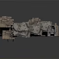 Ancient Stone Ruins With Water Pool Stone Walls And Scattered Blocks